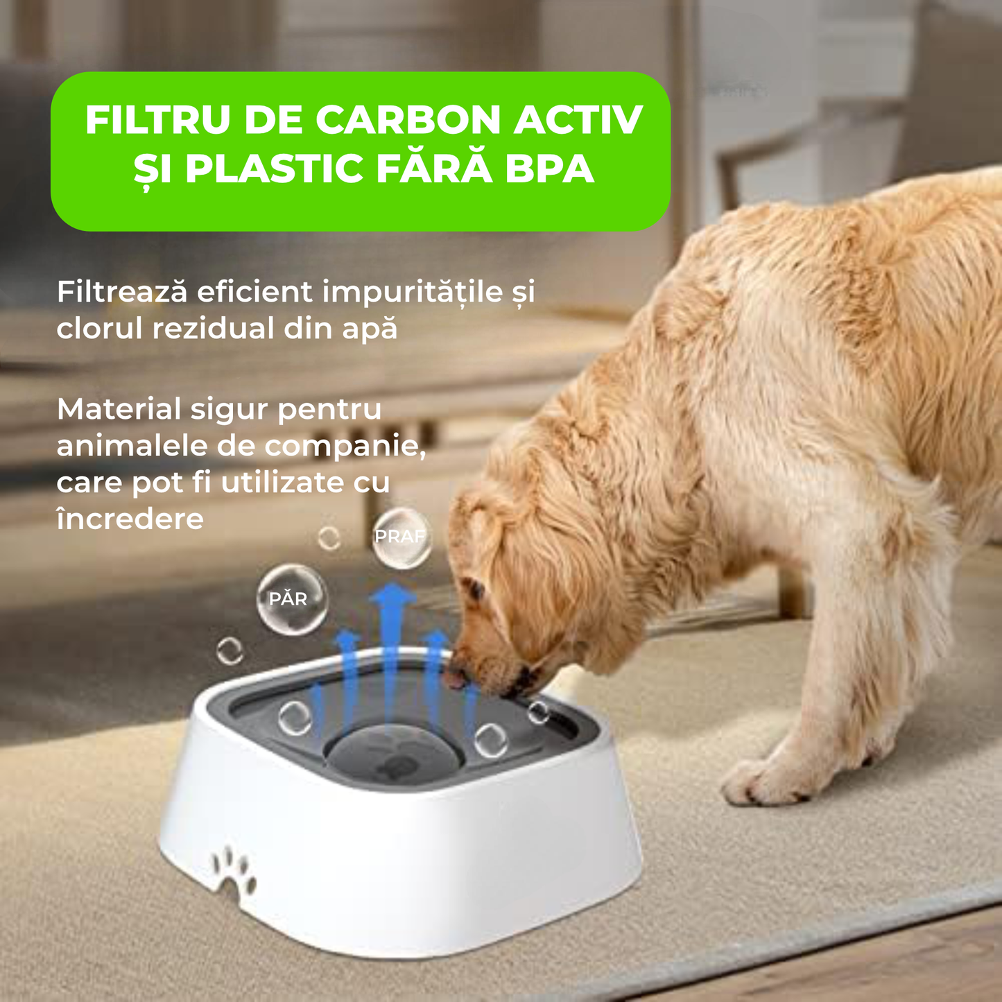 Bol pentru Animale din Fibră de Bambus – Ecologic, Antiderapant, Ușor de Curățat, 15 cm, Alb