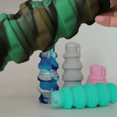 Sticlă Pliabilă pentru Apă din Silicon Alimentar – 500 ml, Reutilizabilă, Sport & Camping, Camuflaj