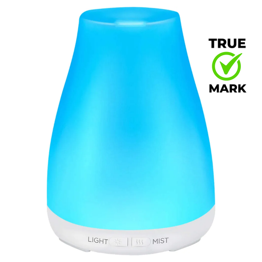 Difuzor aromaterapie ultrasonic 300 ml cu LED RGB, timer și funcție de umidificare – design lemn alb