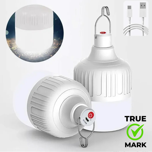 Bec LED portabil reîncărcabil cu USB, 36W, IP55, lumină albă rece, cu agățătoare – ideal pentru camping și urgențe