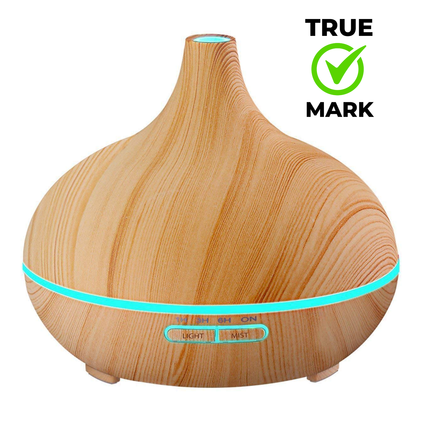 Umidificator aromaterapie cu ultrasunete 550 ml, LED RGB, timer și protecție lipsă apă – design lemn deschis