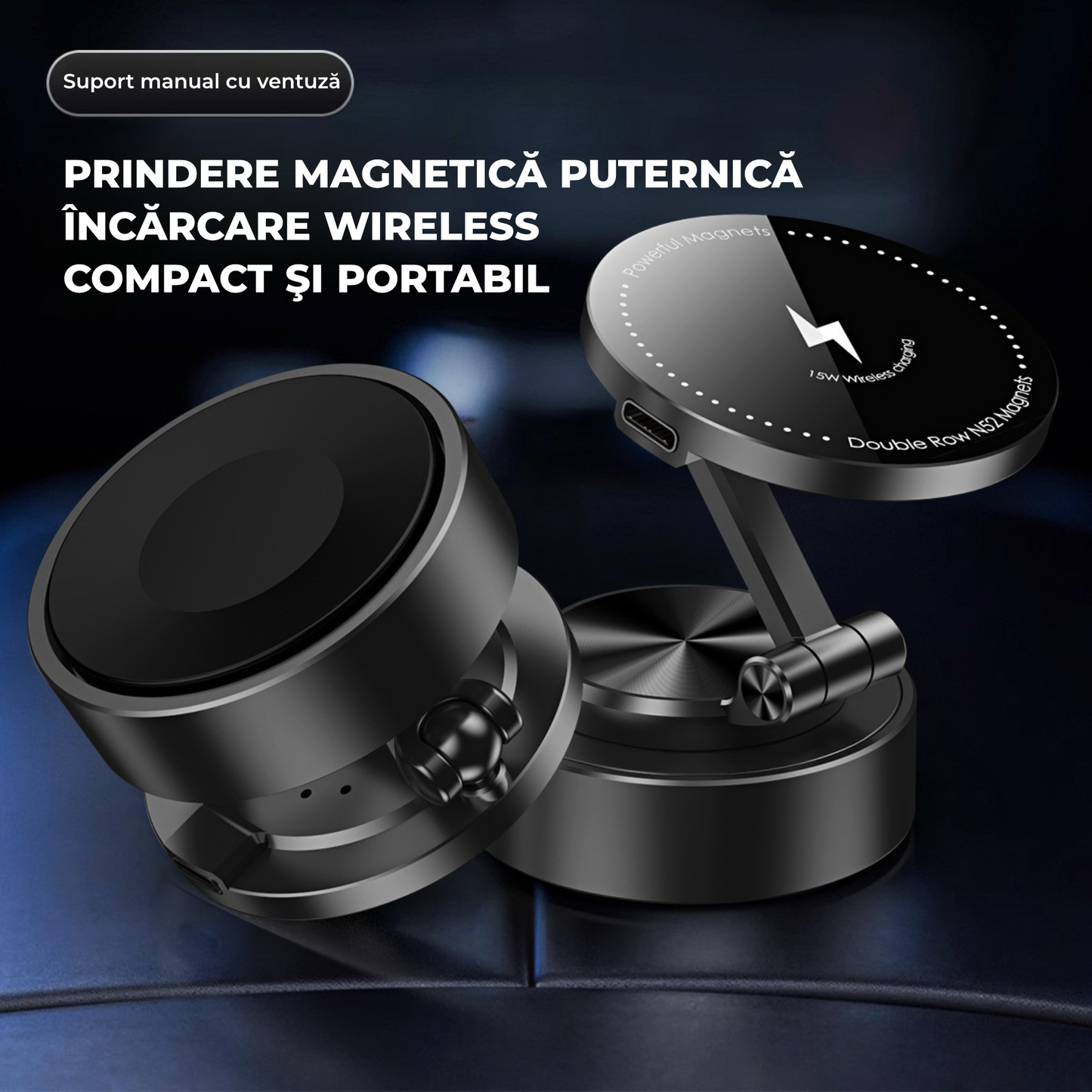 Suport magnetic universal cu magnet puternic – montaj rapid pentru telefon, scule și accesorii