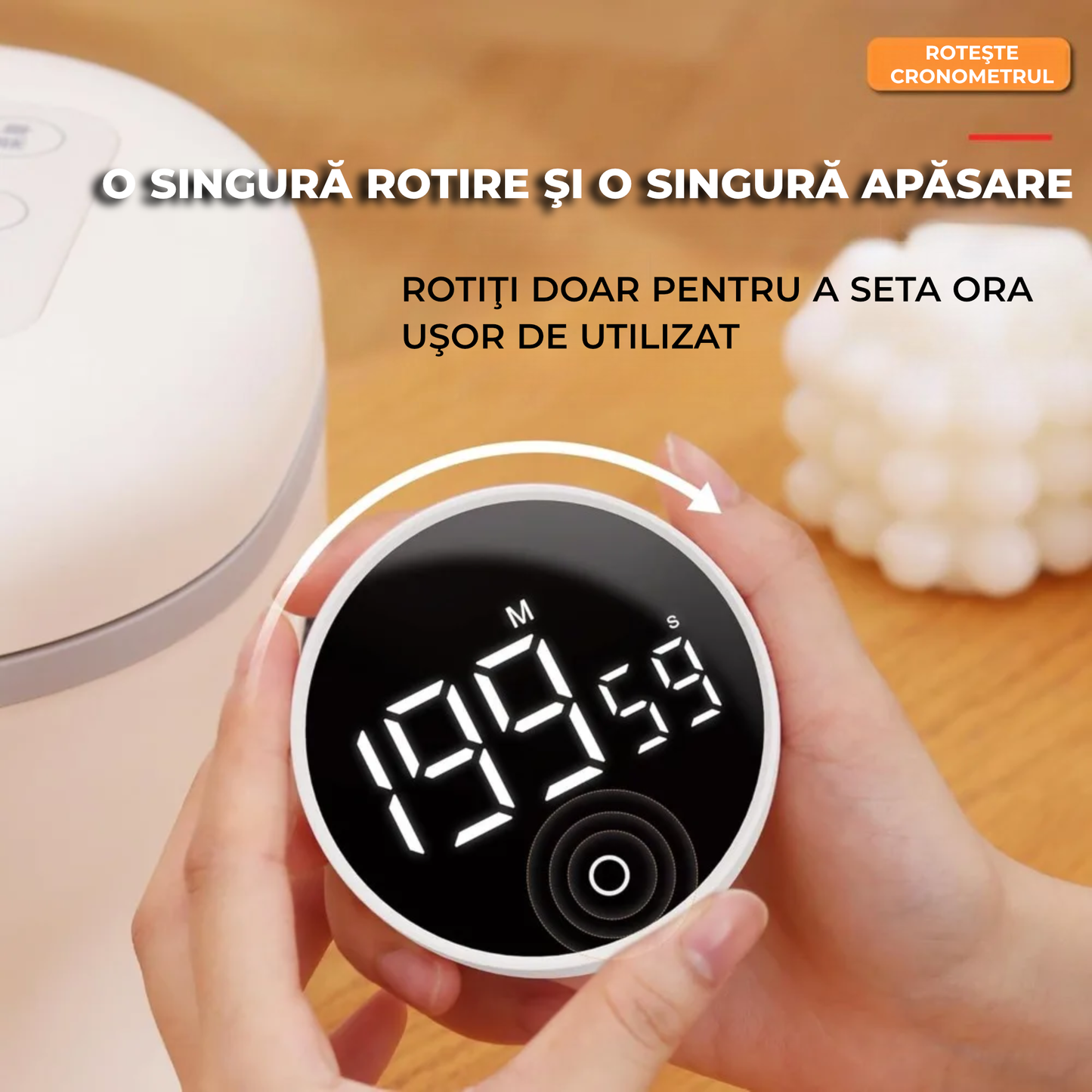 Timer Digital Multifuncțional cu Afișaj LED – Alarmă Sonoră, Magnet, Alimentare USB