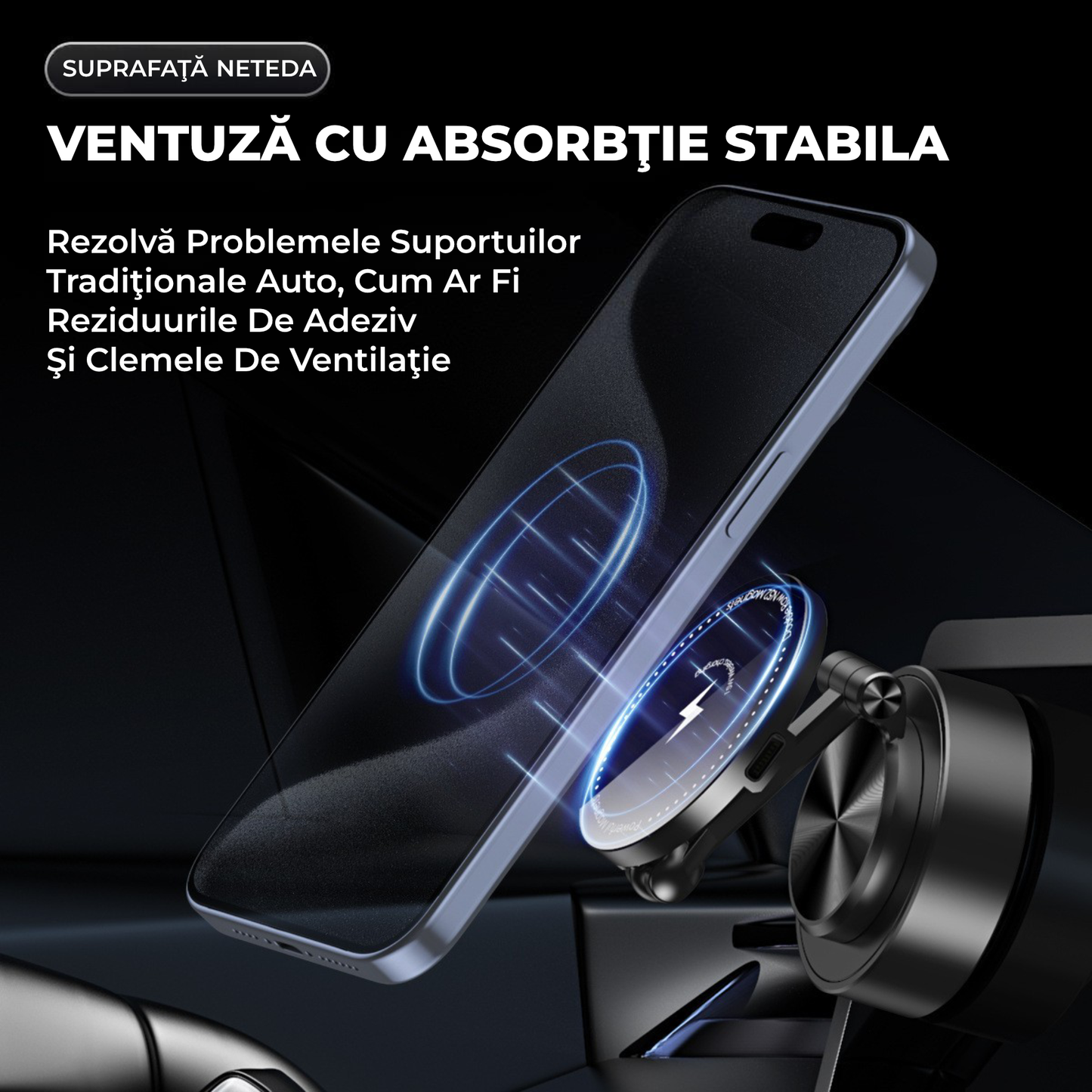 Suport magnetic universal cu magnet puternic – montaj rapid pentru telefon, scule și accesorii