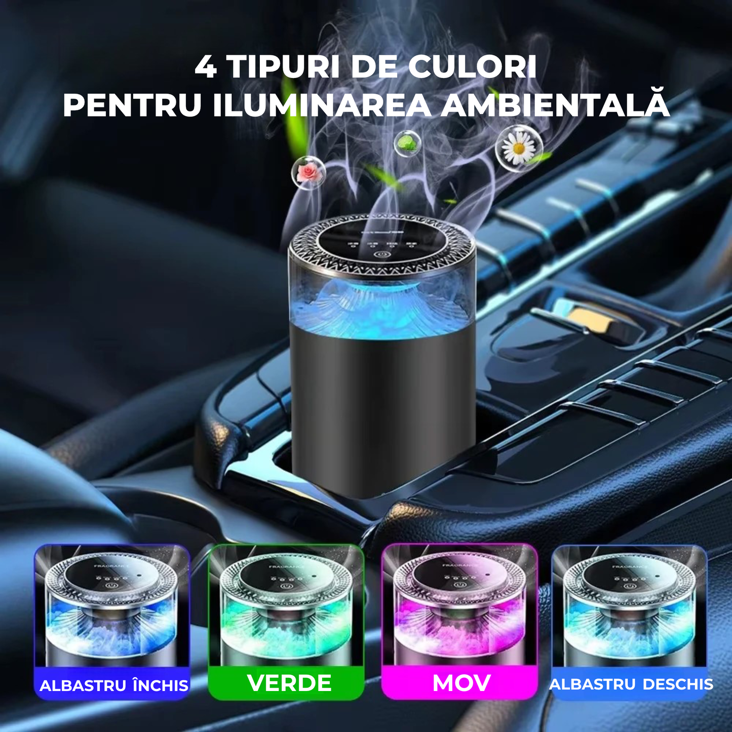 Difuzor Parfum Auto Electronic cu Rezervă Inclusă – Alimentare USB, Intensitate Reglabilă, Design Modern