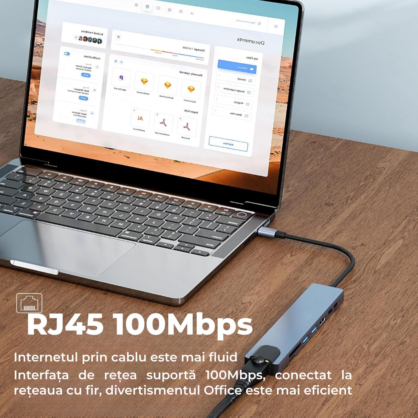 Hub USB 3.0 cu 4 Porturi – Viteză 5 Gbps, Plug & Play, Compatibil Windows/Mac/Linux, Negru