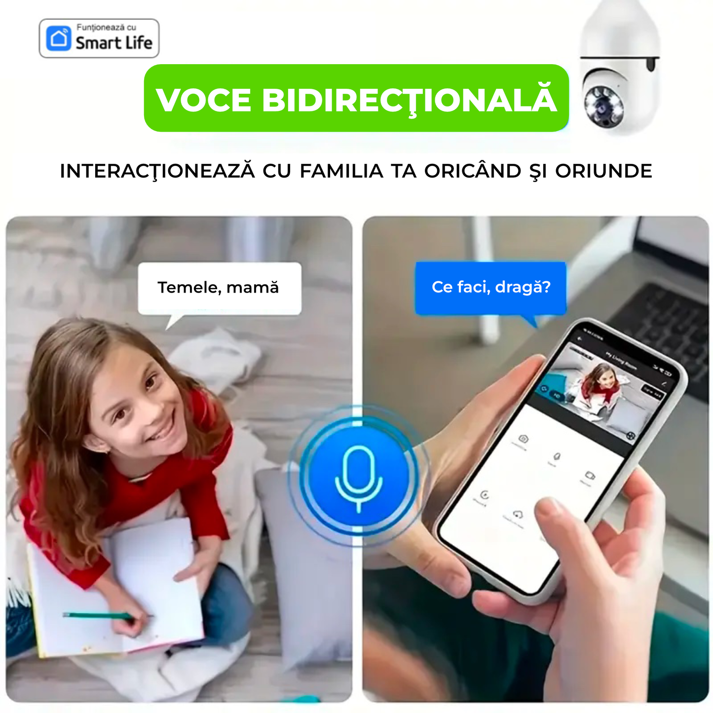 Cameră de Supraveghere WiFi 8K, 16MP, 4 Lentile, Zoom 10X, AI, Vedere Nocturnă Color, Audio Bidirecțional