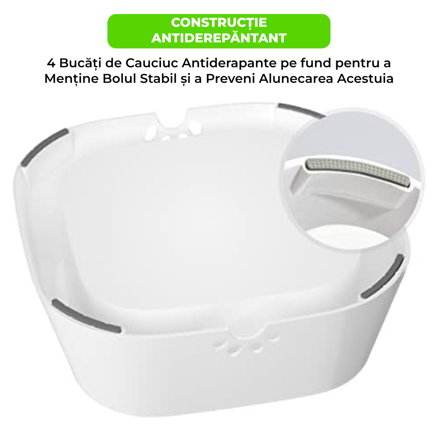 Bol pentru Animale din Fibră de Bambus – Ecologic, Antiderapant, Ușor de Curățat, 15 cm, Alb