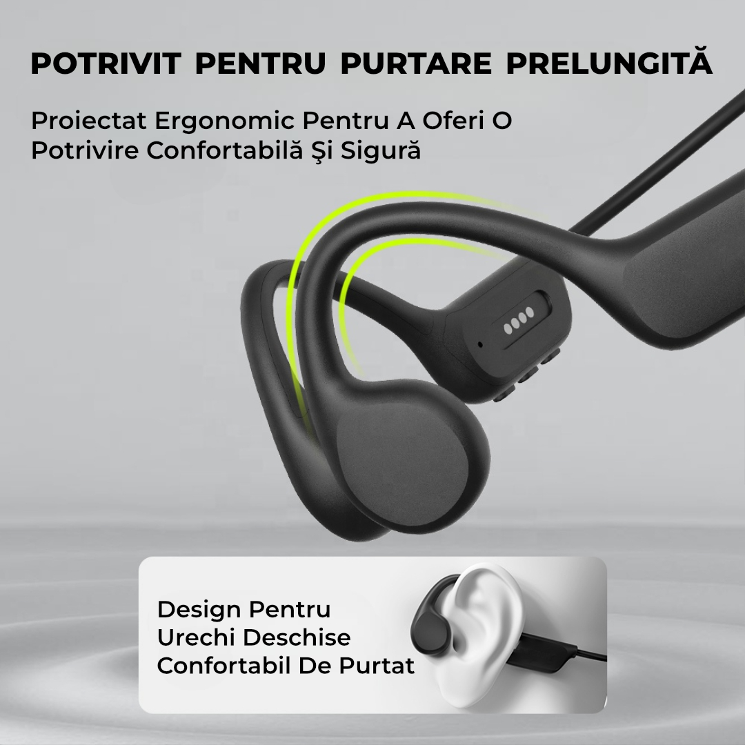 Căști wireless cu microfon, Bluetooth 5.0, noise cancelling și microfon rabatabil – compatibile PC și telefon, negru