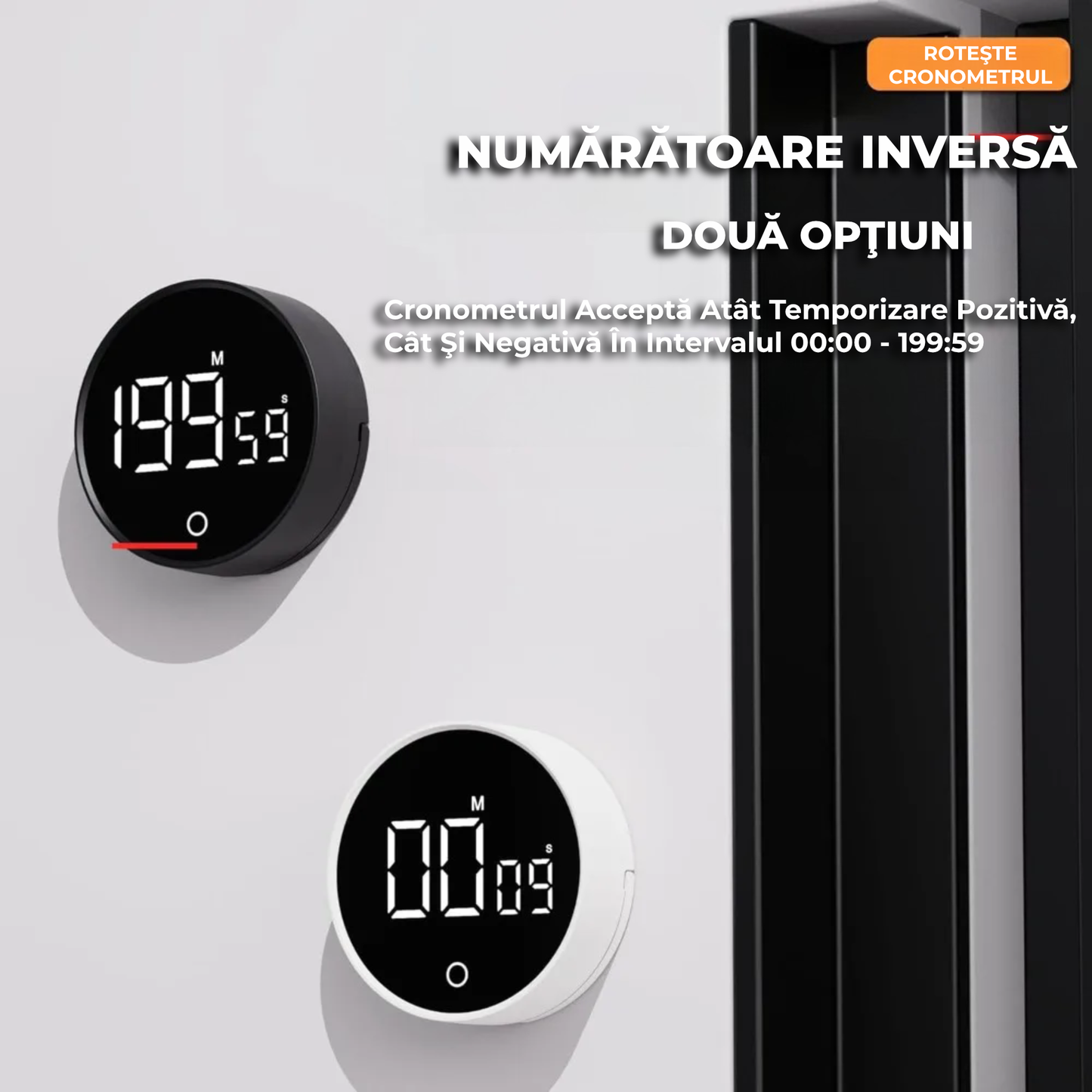 Timer Digital Multifuncțional cu Afișaj LED – Alarmă Sonoră, Magnet, Alimentare USB