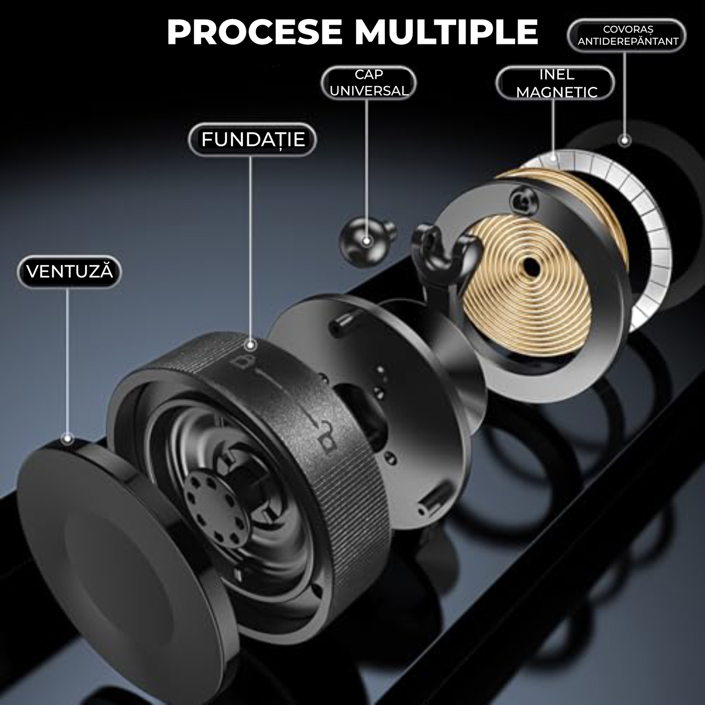 Suport magnetic universal cu magnet puternic – montaj rapid pentru telefon, scule și accesorii