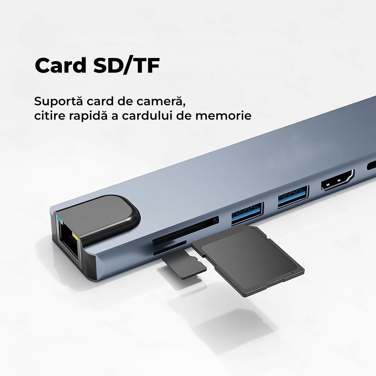 Hub USB 3.0 cu 4 Porturi – Viteză 5 Gbps, Plug & Play, Compatibil Windows/Mac/Linux, Negru