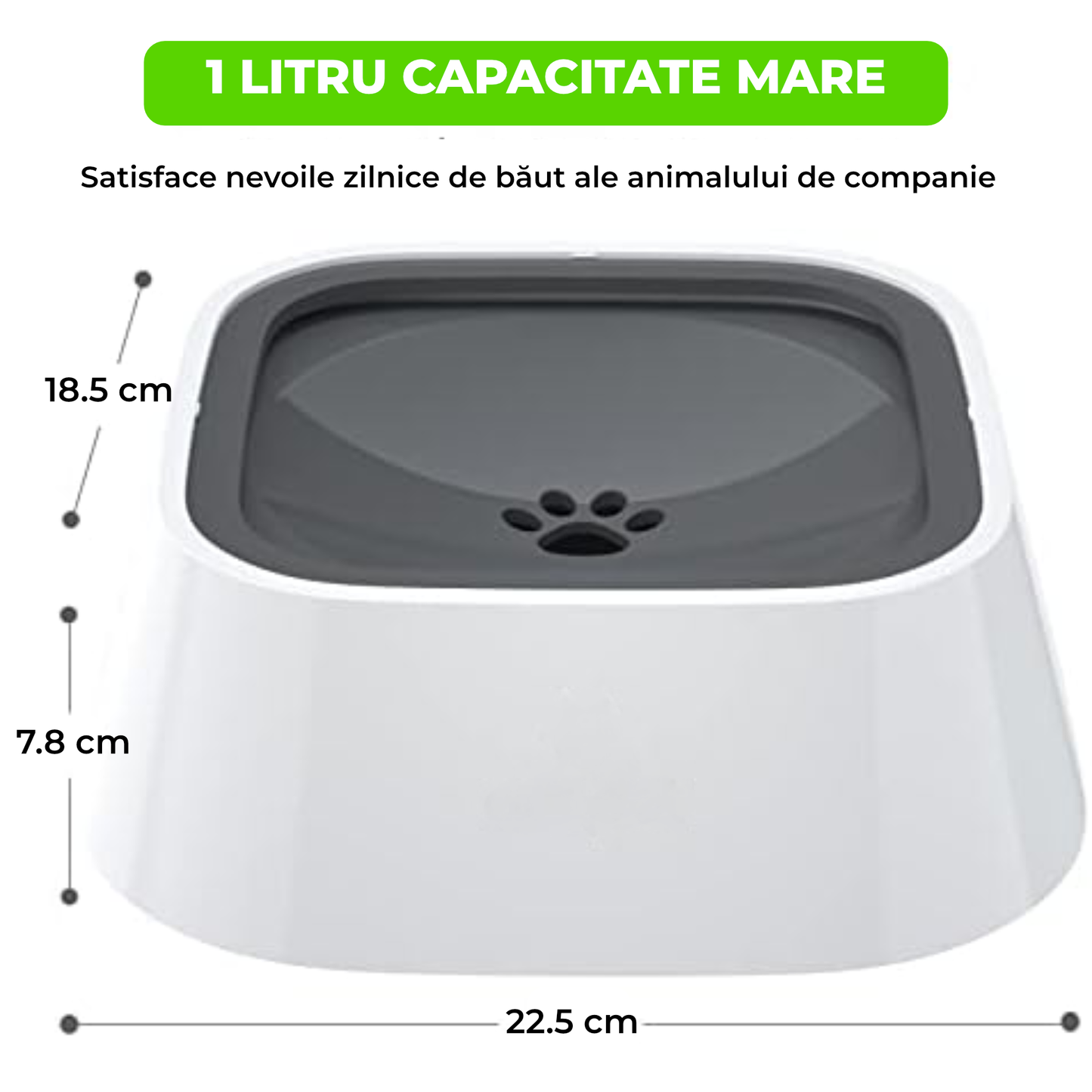 Bol pentru Animale din Fibră de Bambus – Ecologic, Antiderapant, Ușor de Curățat, 15 cm, Alb