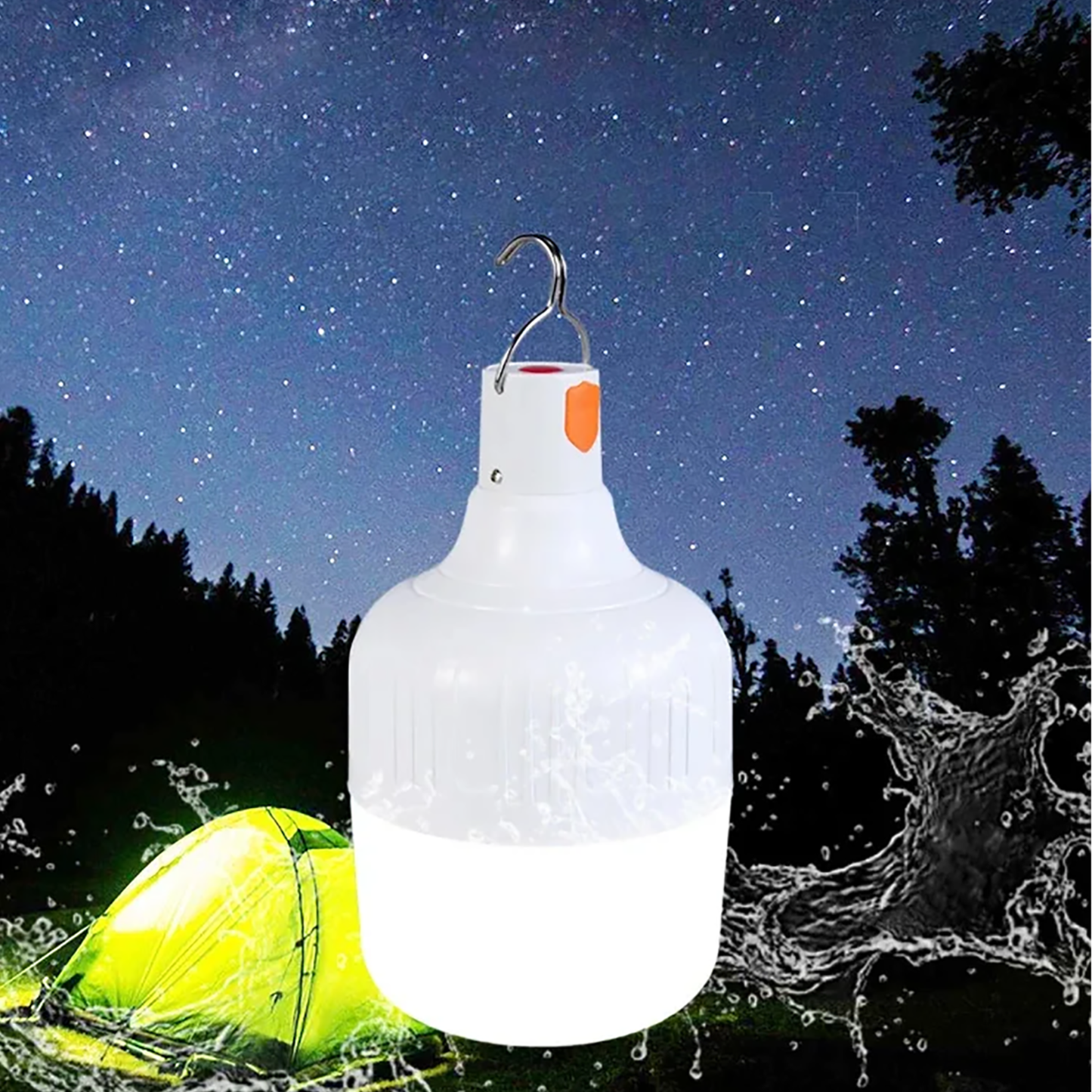 Bec LED portabil reîncărcabil cu USB, 36W, IP55, lumină albă rece, cu agățătoare – ideal pentru camping și urgențe