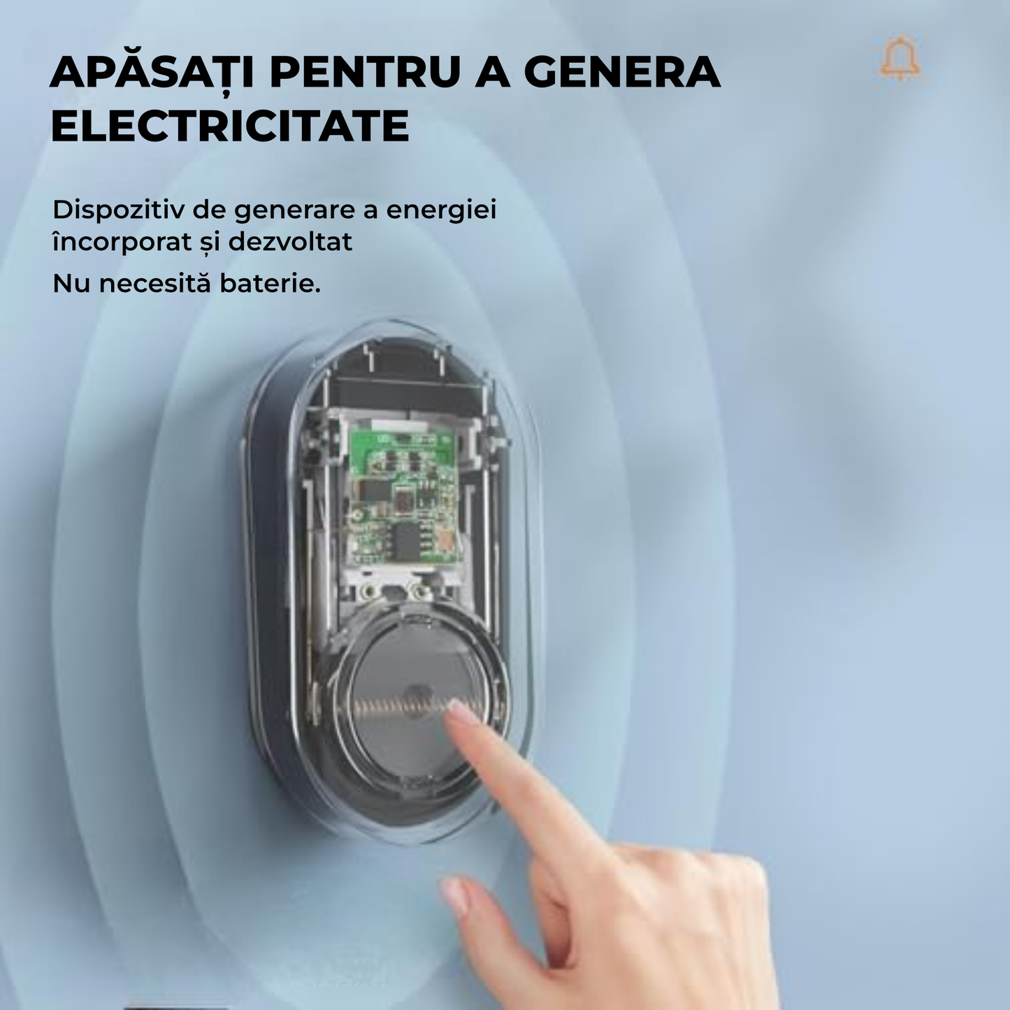 Sonerie Wireless cu 32 Tonuri – Rază 100 m, Volum Reglabil, Instalare Ușoară, Negru