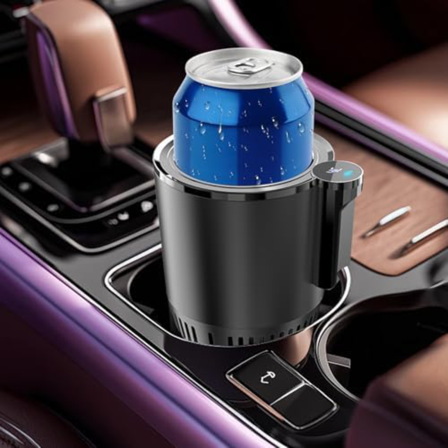 Pahar Auto Inteligent cu Încălzire și Răcire 12V, Afișaj Temperatură, 465 ml, Portabil, Negru