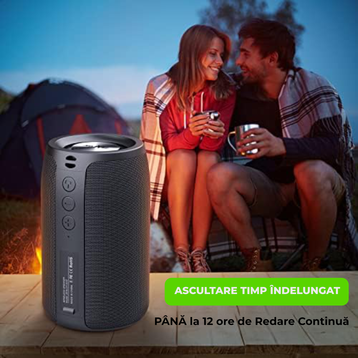 Boxă Portabilă Bluetooth ZEALOT S32 – Subwoofer Wireless 5W, IPX5, Radio FM, TWS, 1800mAh, Negru