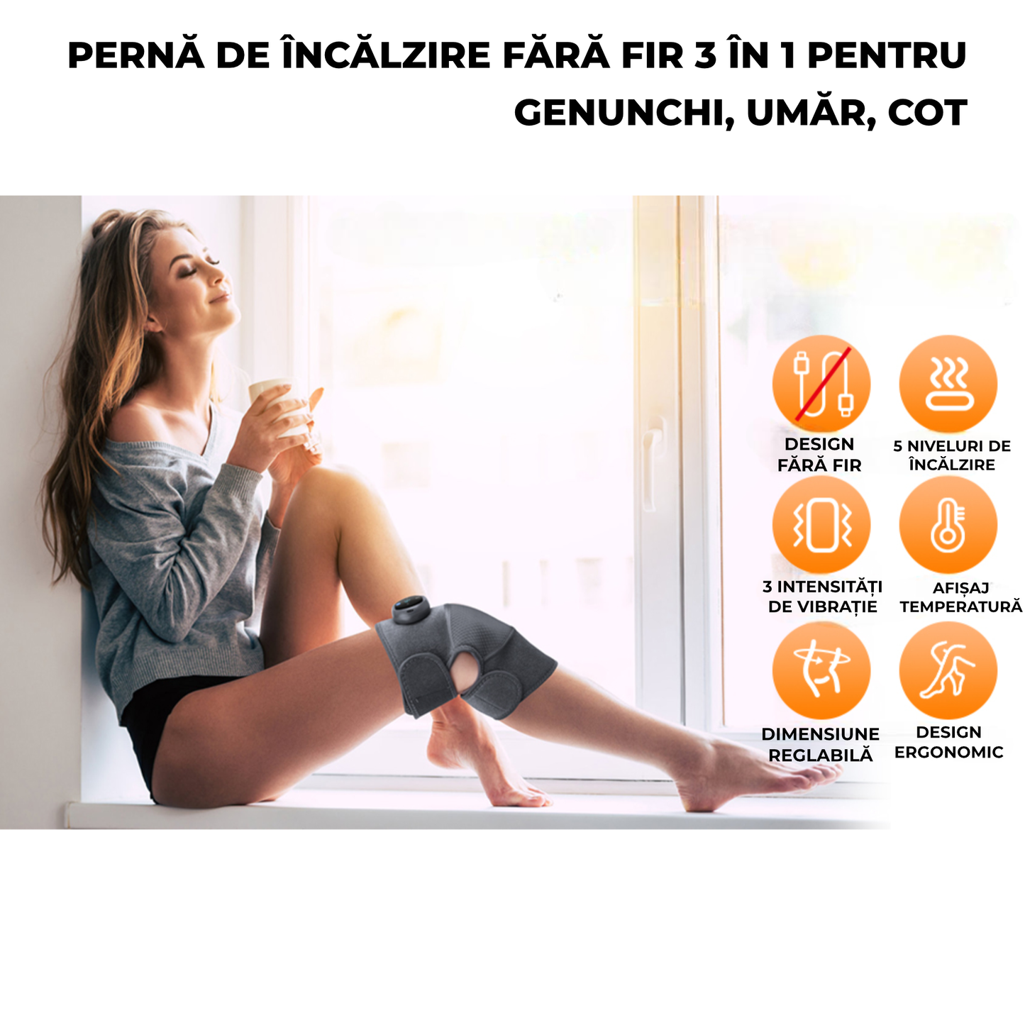 Orteză de genunchi reglabilă cu articulații laterale – mărime universală, suport post-operator