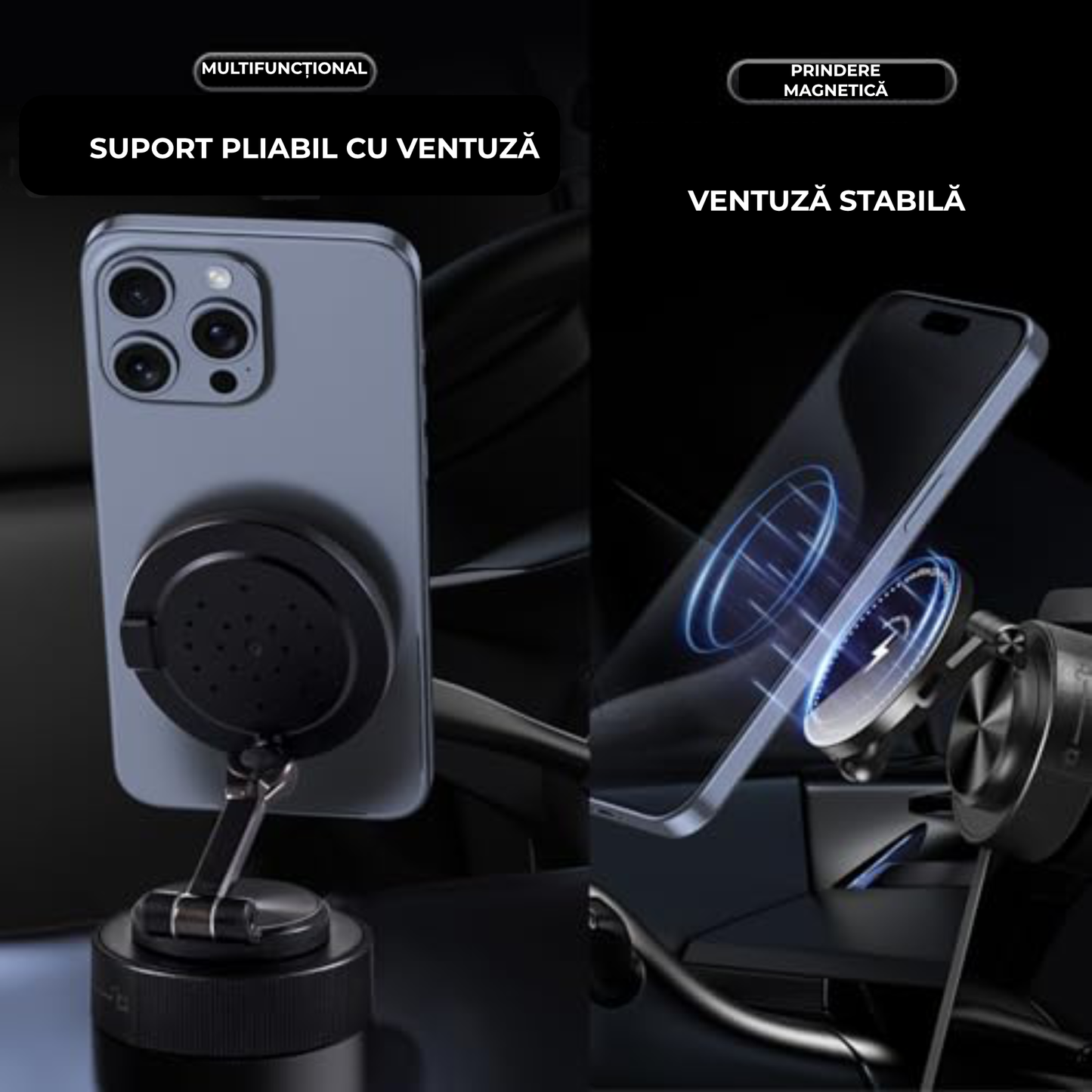 Suport magnetic universal cu magnet puternic – montaj rapid pentru telefon, scule și accesorii