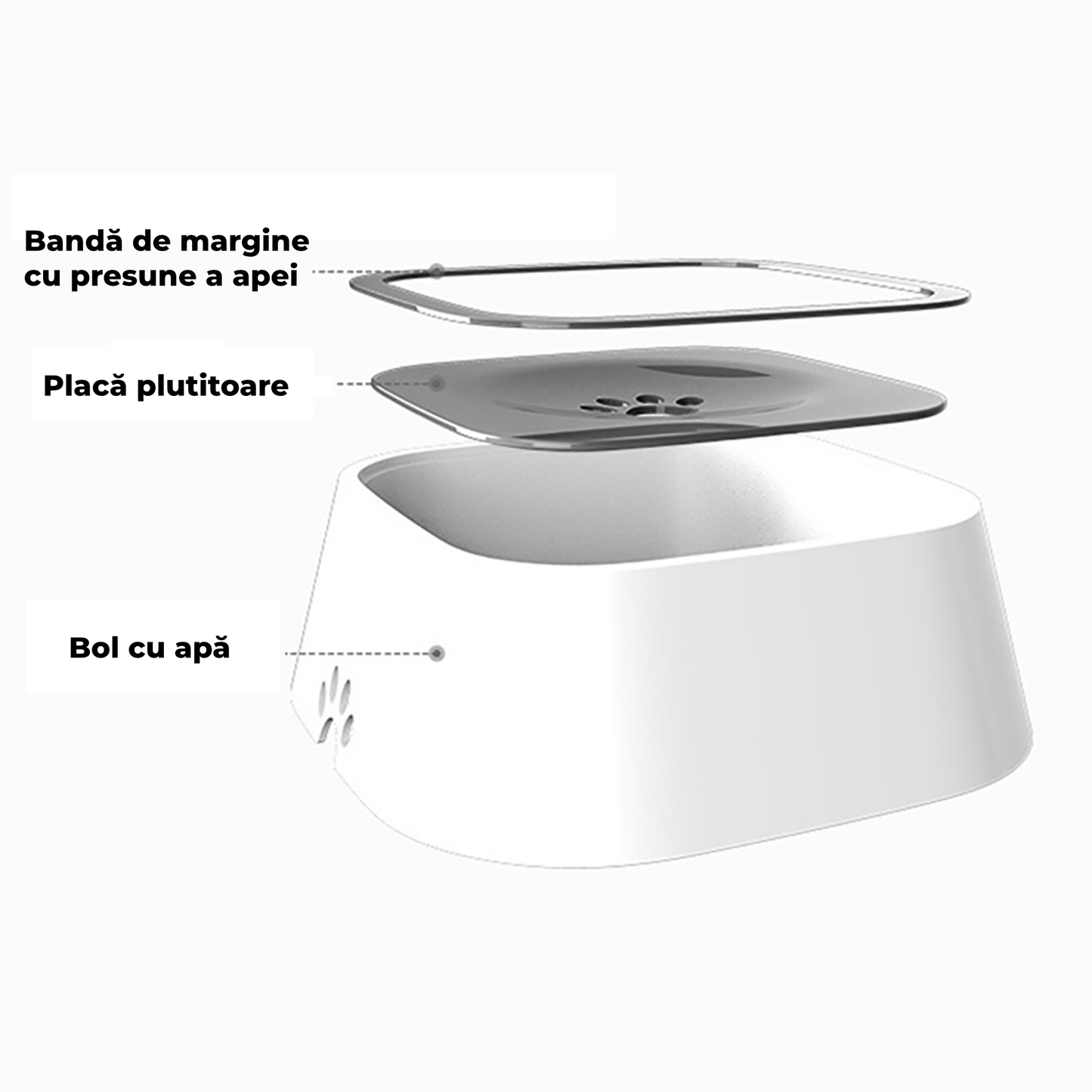 Bol pentru Animale din Fibră de Bambus – Ecologic, Antiderapant, Ușor de Curățat, 15 cm, Alb